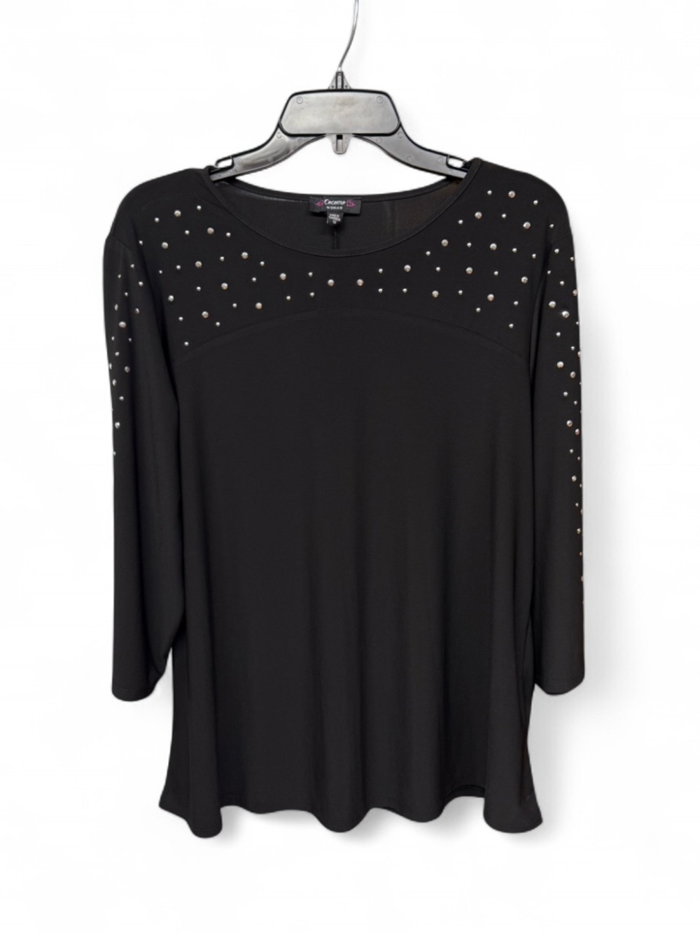 Cocomo Woman Studded 3/4 Sleeve Top, Size 1X